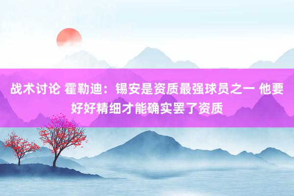 战术讨论 霍勒迪：锡安是资质最强球员之一 他要好好精细才能确实罢了资质