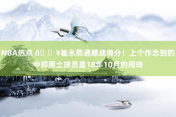 NBA热点 🔥崔永熙通顺战得分！上个作念到的中邦原土球员是18年10月的周琦