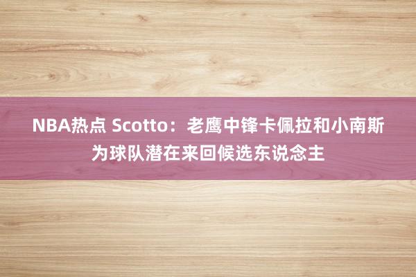 NBA热点 Scotto：老鹰中锋卡佩拉和小南斯为球队潜在来回候选东说念主